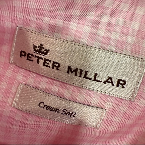 Peter Milllar Crown Soft Men’s Button Down Shirt Pink/white Gingham Size M - Picture 6 of 10